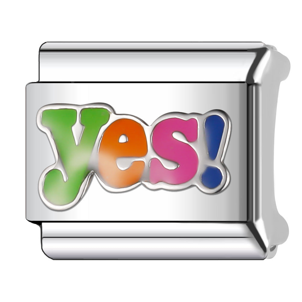 Wholesale Italian Charm Bracelet 9mm DIY Splicing English Stainless Steel Composable Bracelet