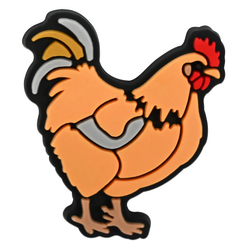 Wholesale Random 100pcs Rooster and Hen   PVC Soft Rubber Shoe Buckle Decoration