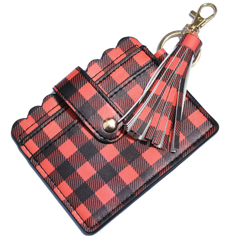 Wholesale Leopard Print Plaid Tie Dye Plaid Card Holder Keychain Wristlet Keychain ACC-KC-QiuXue008