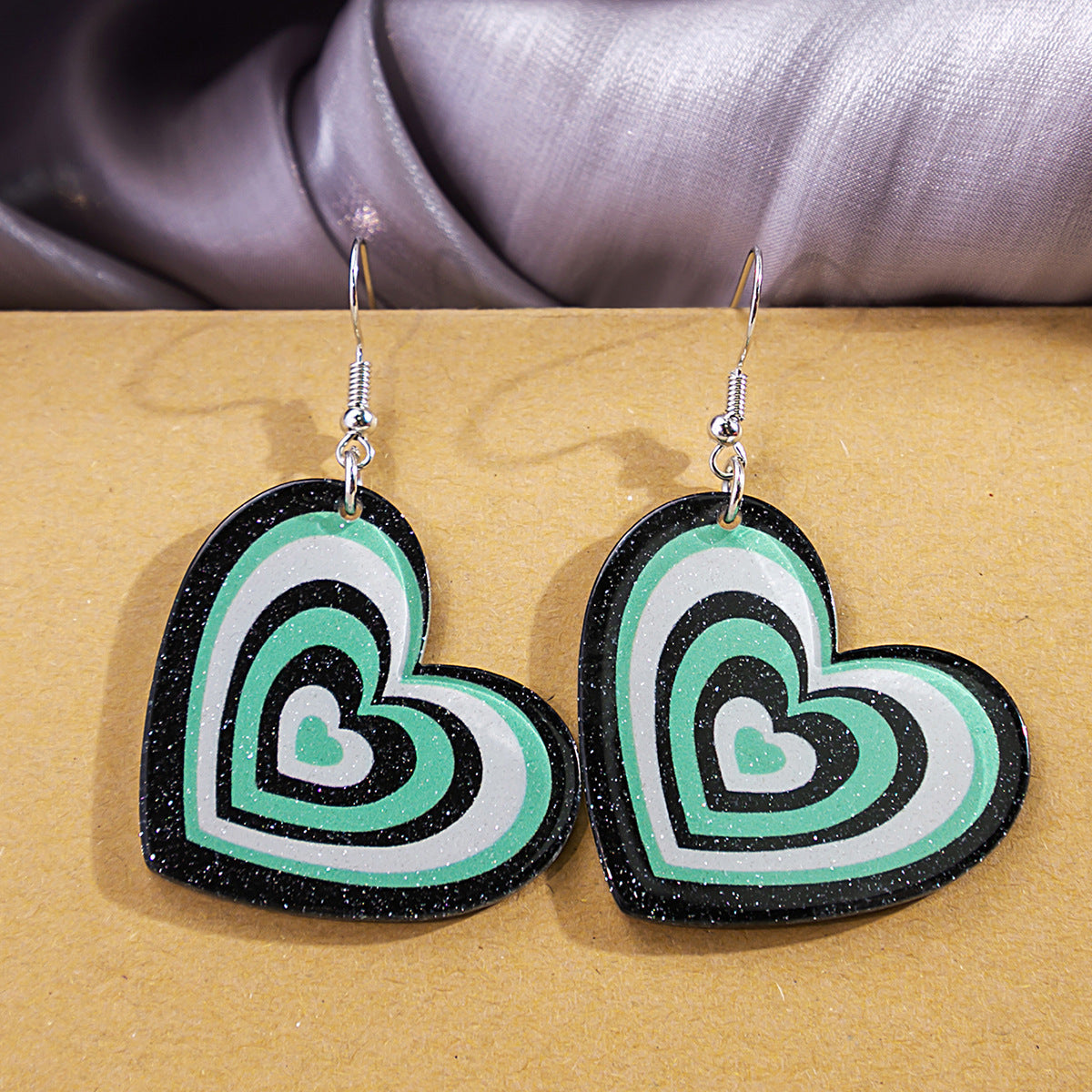 Wholesale Candy Color Heart Acrylic Earrings ACC-ES-ZhuiWo003