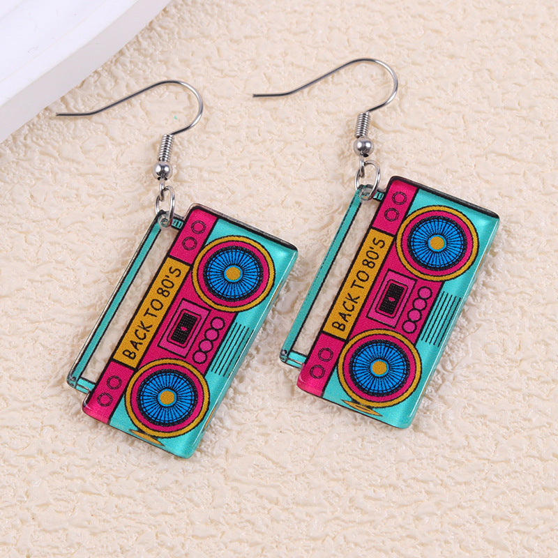 Wholesale  Cute Contrasting Color Printed Tape Acrylic Earrings