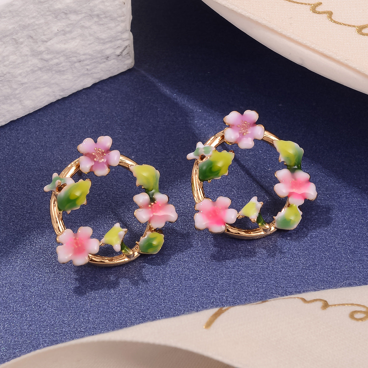 Wholesale Three-Color Rose Pearl Stud Earrings