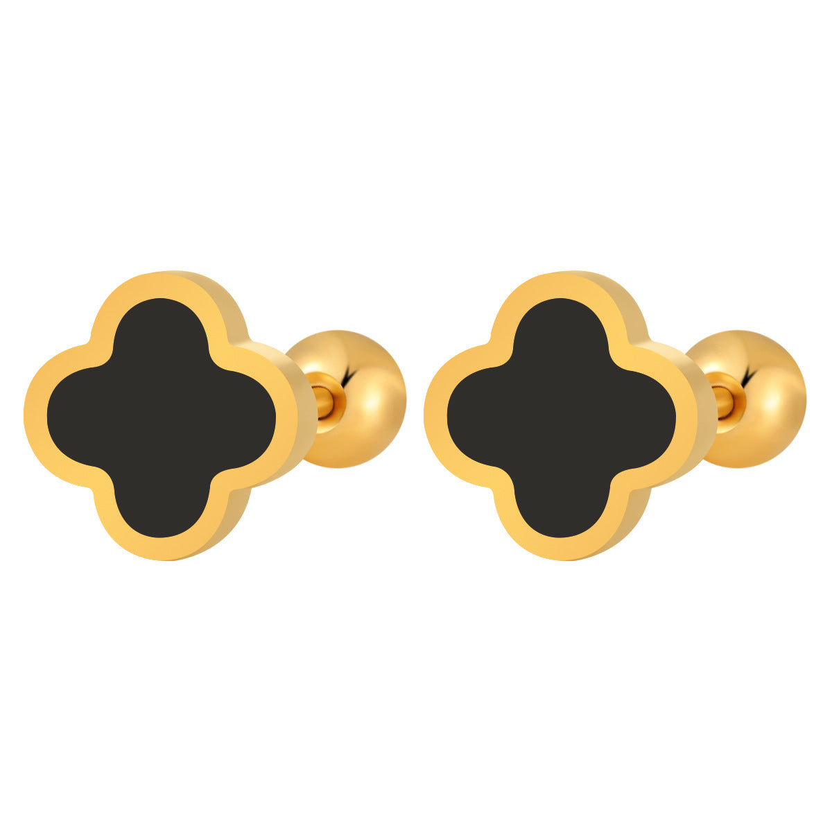 Wholesale  Luxury Glue Dropping Mini Small Four-leaf Clover Ear Bone Titanium Steel Earrings