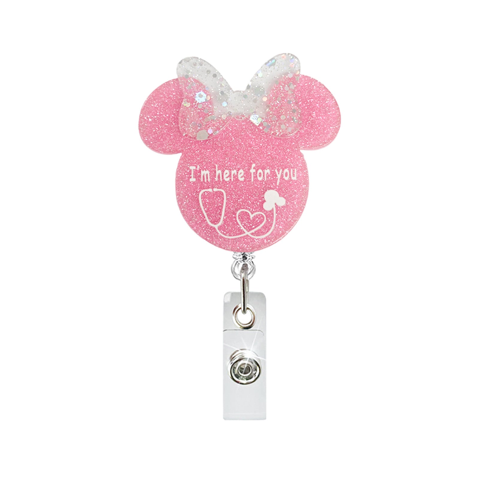 Wholesale Acrylic Mouse Shaped Retractable ID Badge Reels for Doctors Nurses Students Trendy Accessory