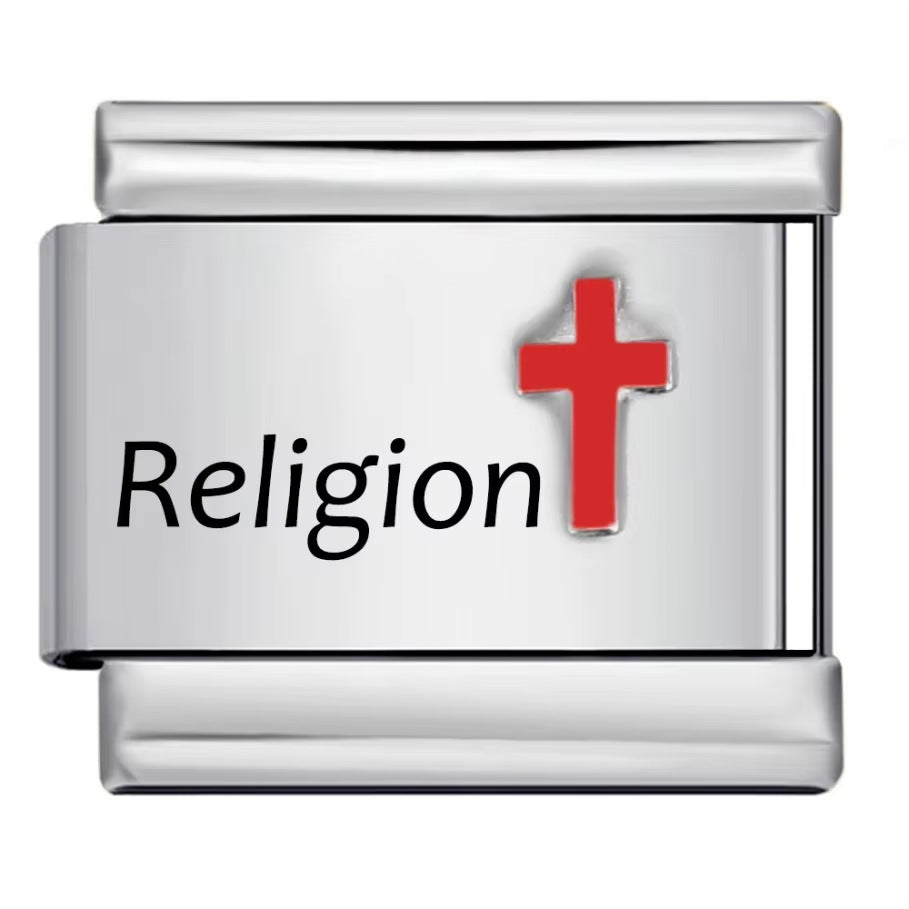 Wholesale Italian Charm Bracelet 9mm DIY Red cross pattern  Creative Stainless Steel Composable Bracelet