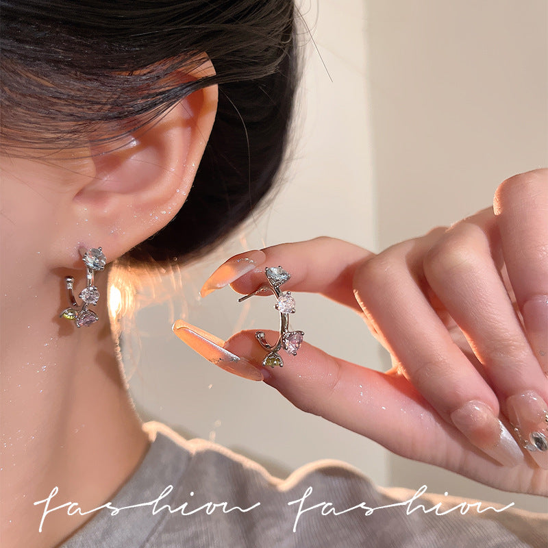 Wholesale  colored diamond earrings  inlaid zirconium earrings