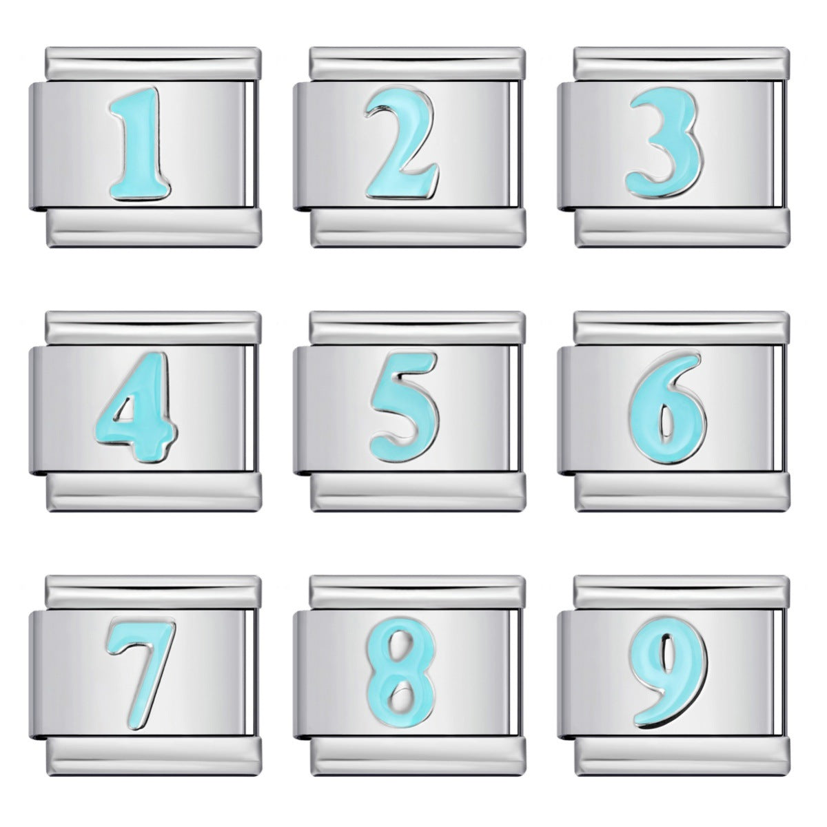 Wholesale Italian Charm Bracelet 9mm DIY Splicing Removable Colorful Arabic Numerals Stainless Steel Composable Bracelet