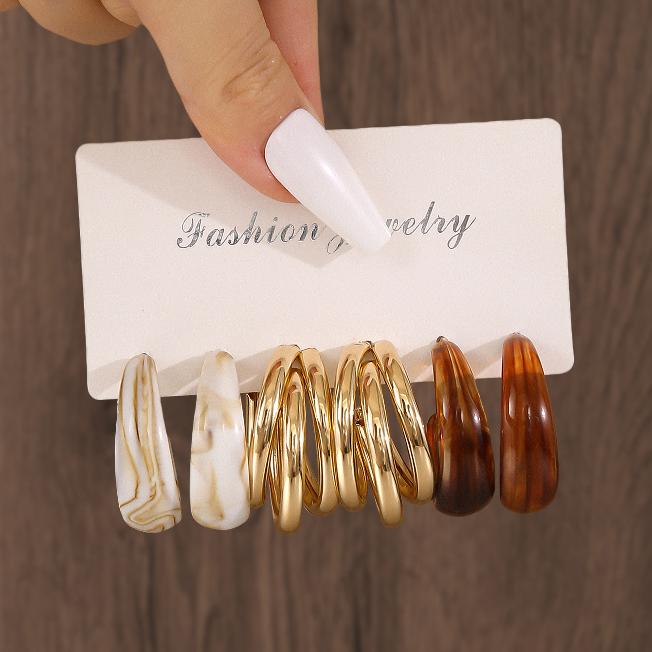 Wholesale Electroplated Resin Hollow Ring Earrings Set Geometric Multi Color Statement Earrings For Women Trendy Fashion Accessory
