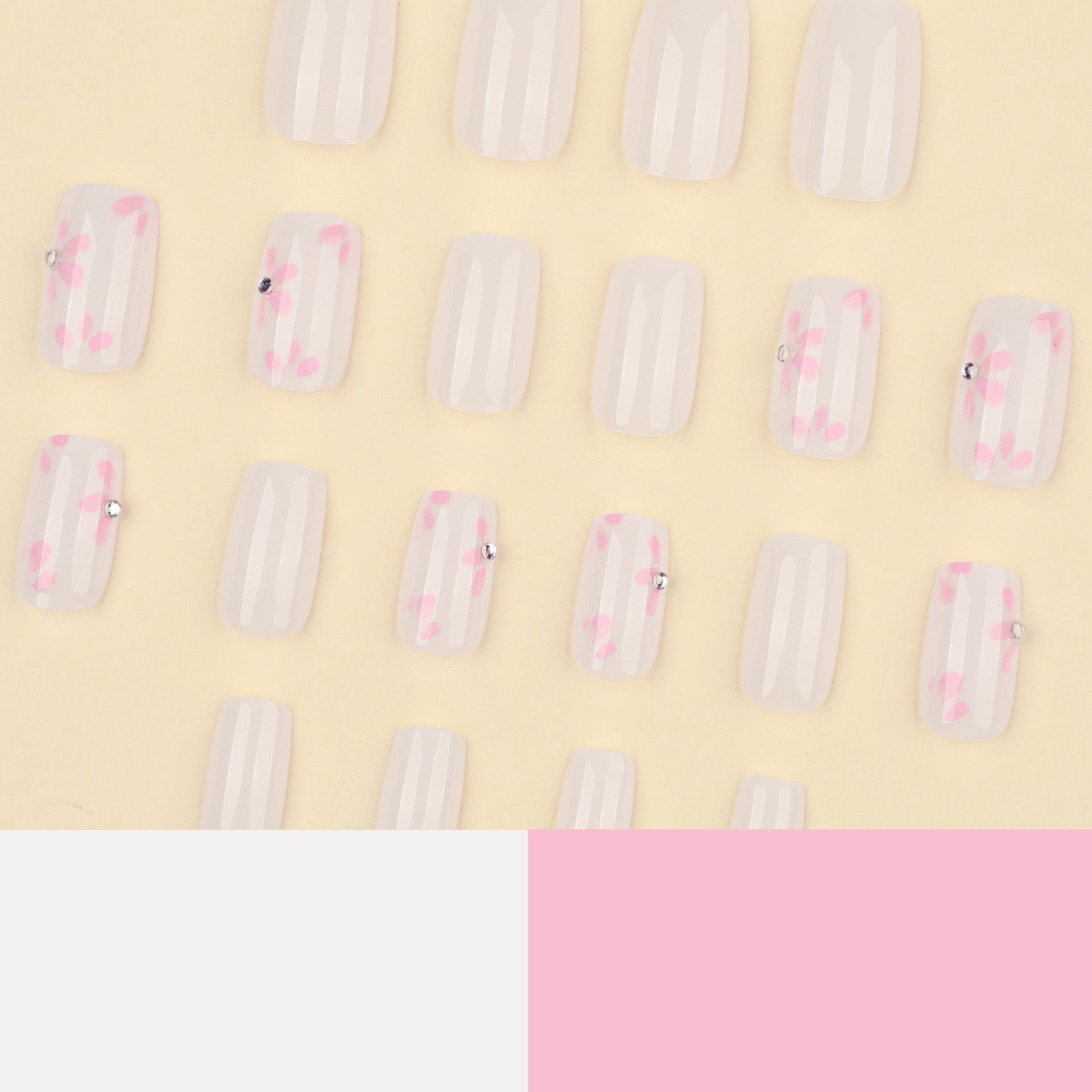 Wholesale 24 Pieces/box Pure Pink Spot Nails Kits Nail Stickers