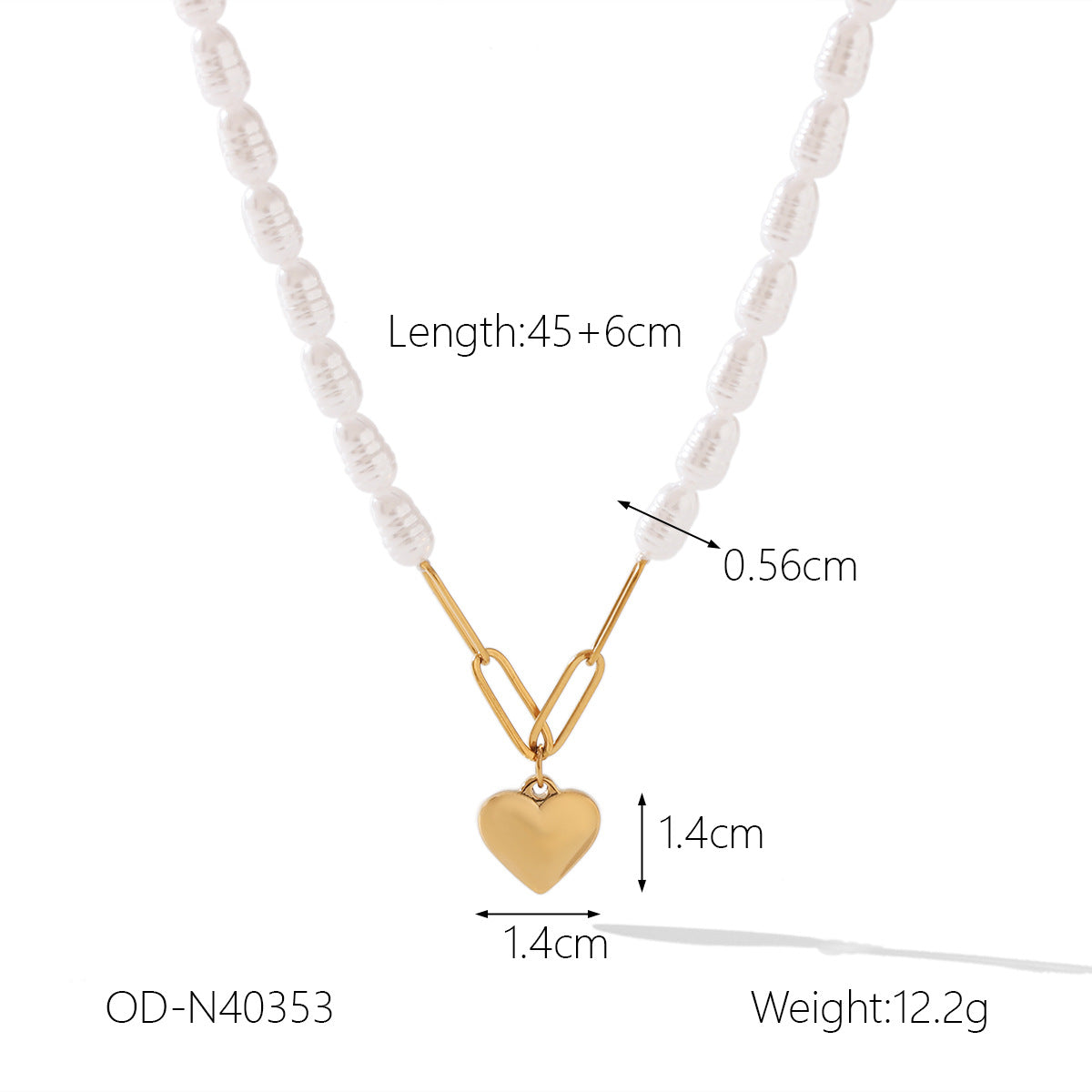 Wholesale  Pearl Love Pendant Necklace Light Luxury All-match Stainless Steel Collarbone Necklace