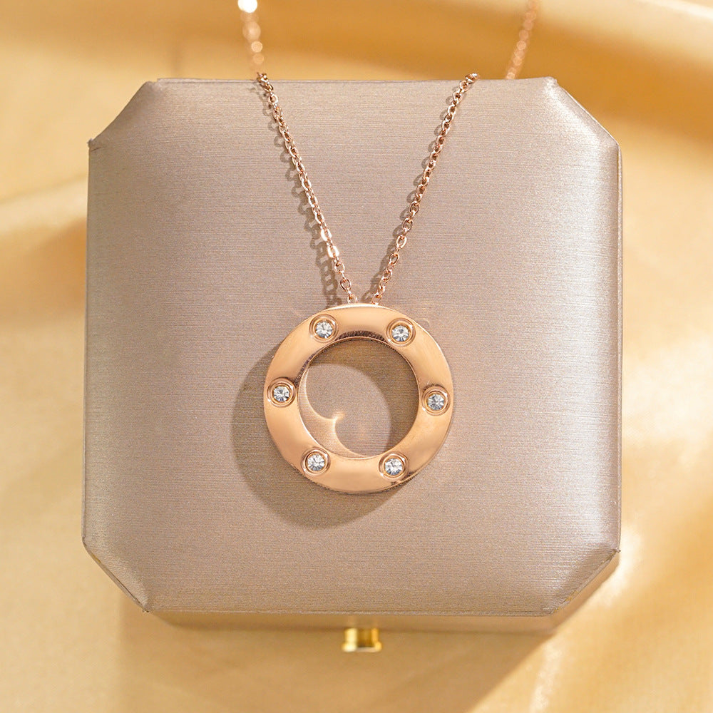 Wholesale Electroplated Micro-diamond-studded Titanium Steel Necklace ACC-NE-Qingyan004