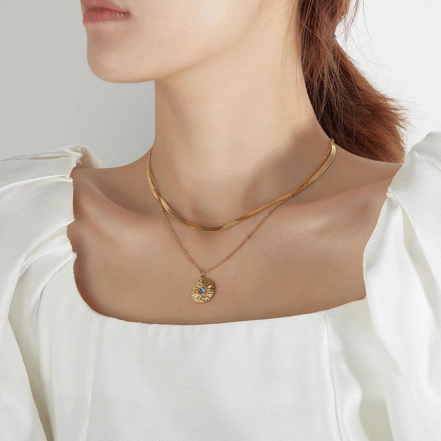 Wholesale double-layer clavicle chain accessories stainless steel necklace