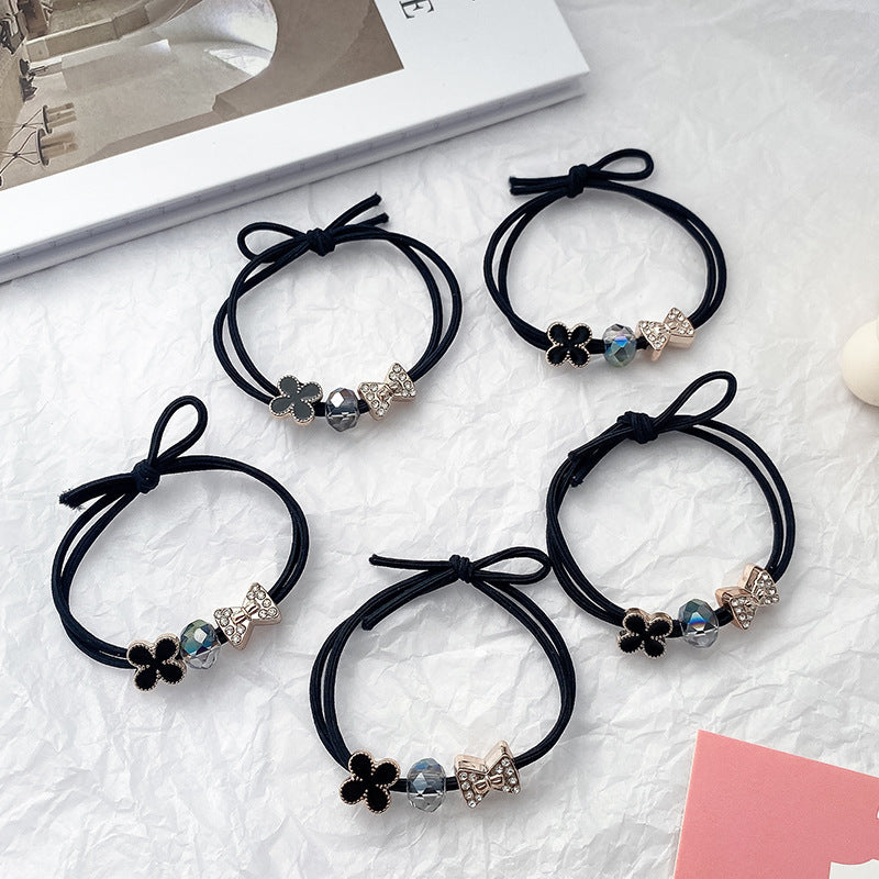 Wholesale 5pcs Super Sparkling Rhinestone Bow Tie Hair Tie Hair Scrunchies ACC-HS-Huidi011