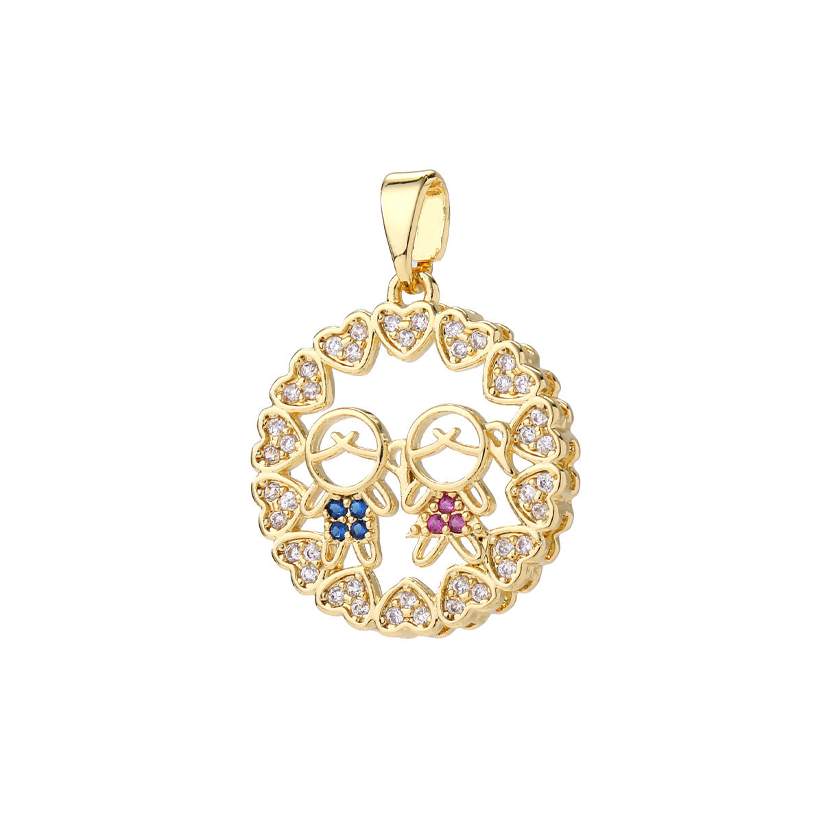 Wholesale Matching Couple Pendant Necklace 14K Gold Plated Brass Zircon Choker Fashion Accessory Gift Boutique Resale