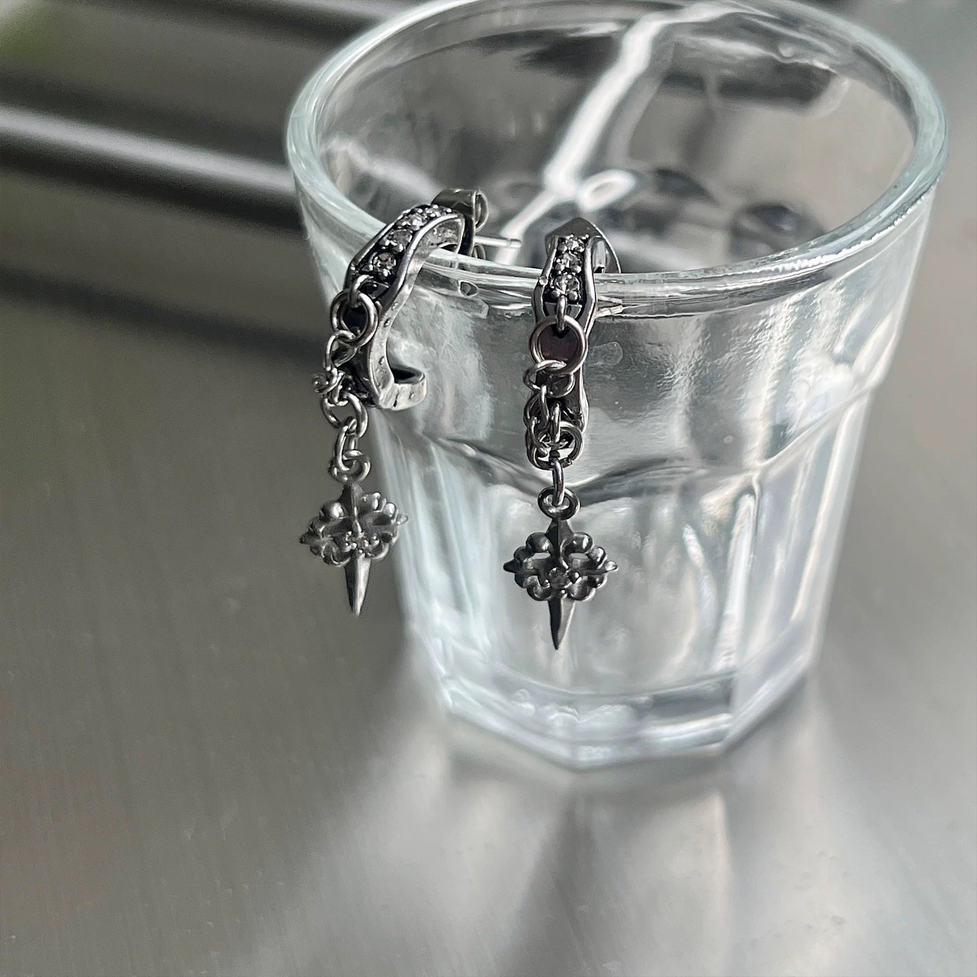 Wholesale Gothic Earrings Tassel Cross Earrings