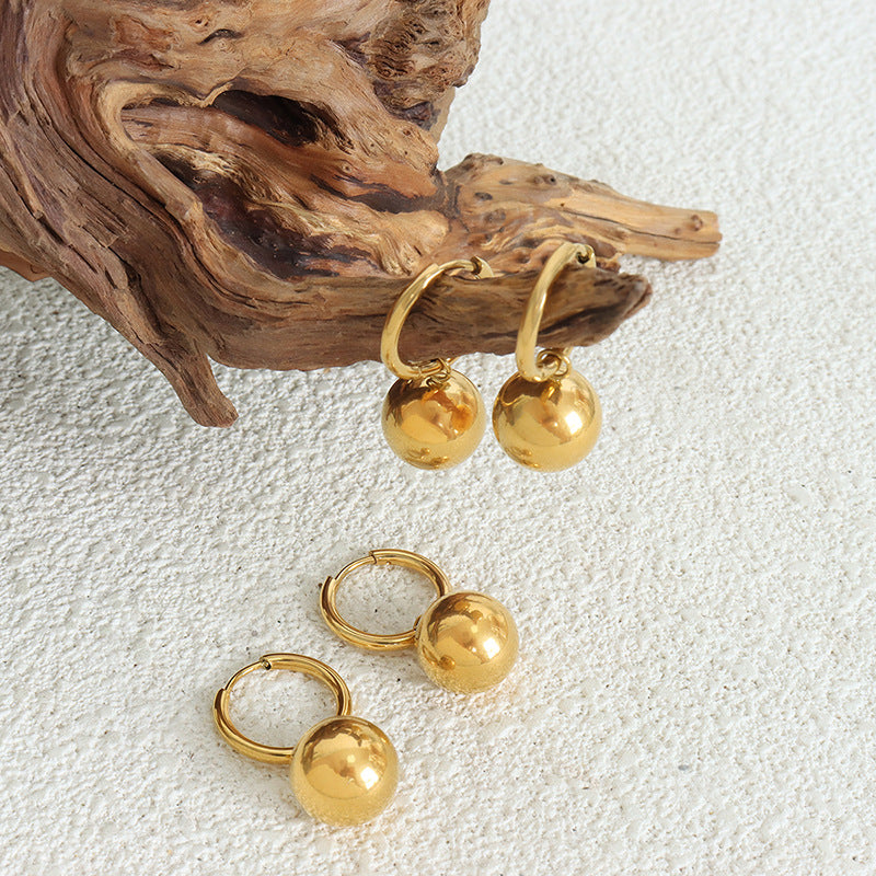 Wholesale Glossy Steel Ball Pendant Titanium Steel Gold Plated Jewelry Set Necklaces ACC-NE-Fangt003