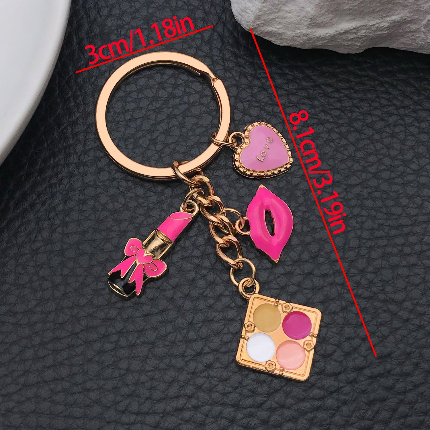 Wholesale Oil Dripping Small Fragrance Kc Gold Rose Red Cosmetic Box Lipstick Lips Alloy Keychain
