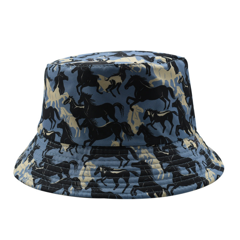 Wholesale  cartoon animal retro fisherman hat printed double-sided  sunshade hat