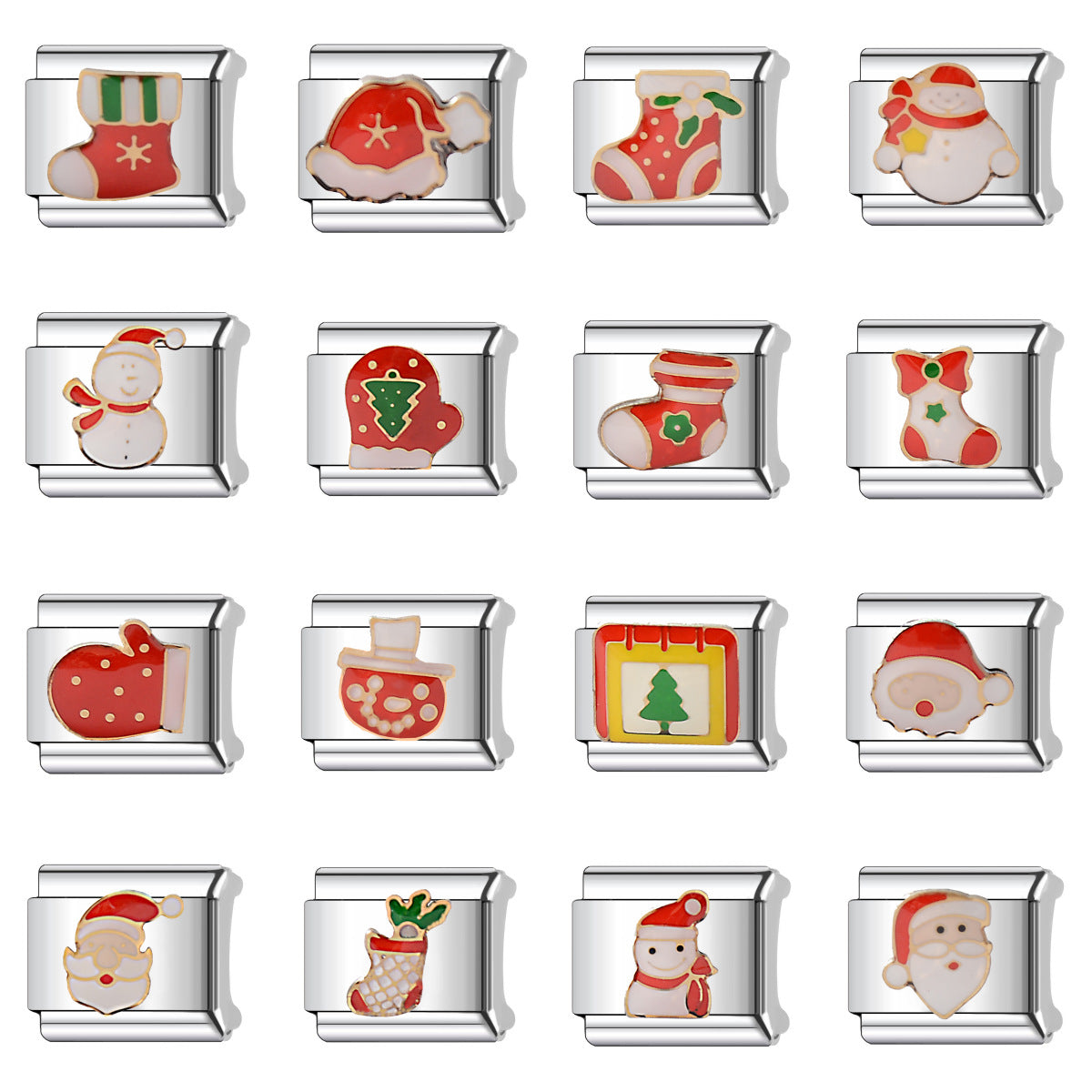 Wholesale Christmas DIY Bracelet Accessories Stainless Steel Snowman Santa Holiday Jewelry Making