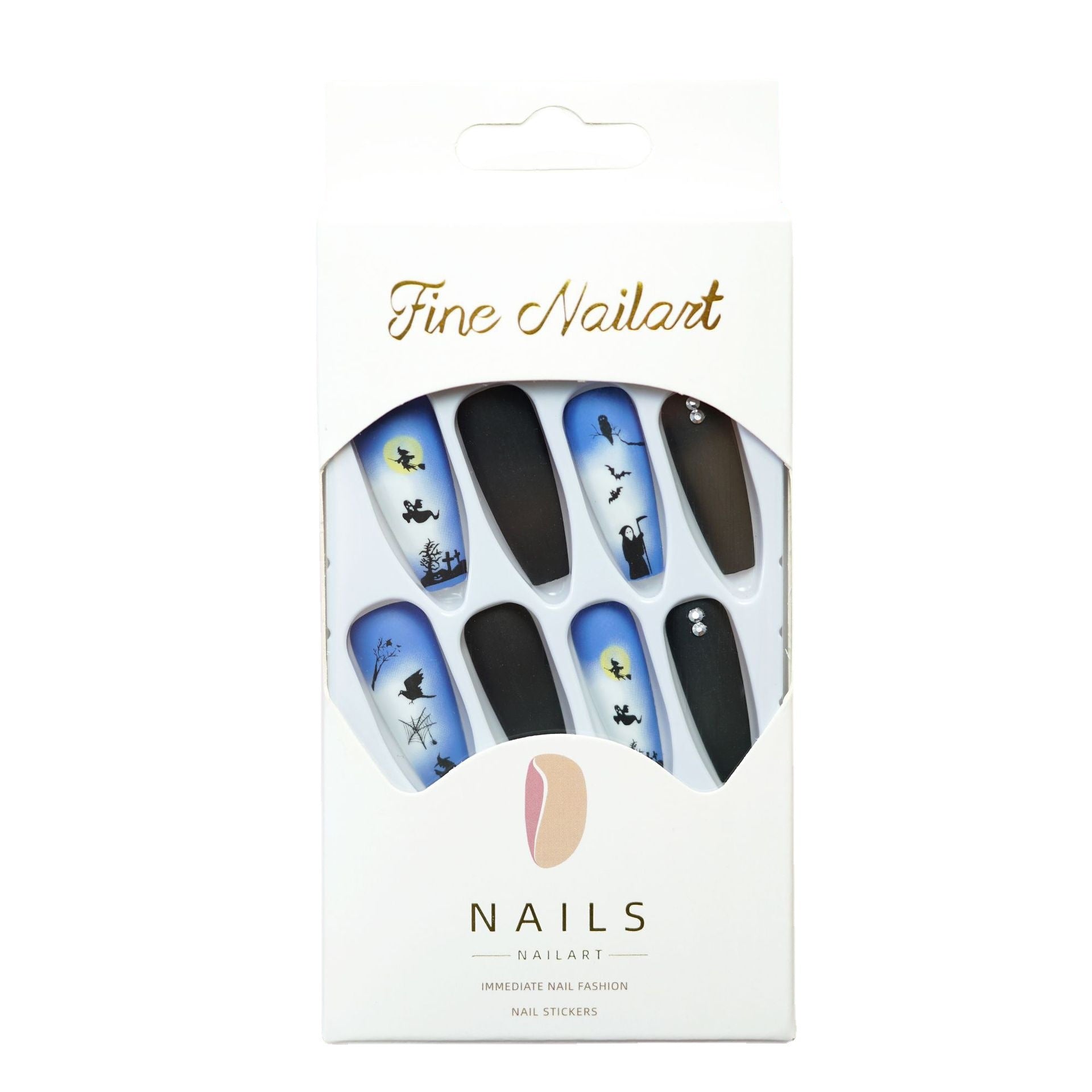 Wholesale 24 Pieces/ box  Black Nails Kits Nail Stickers