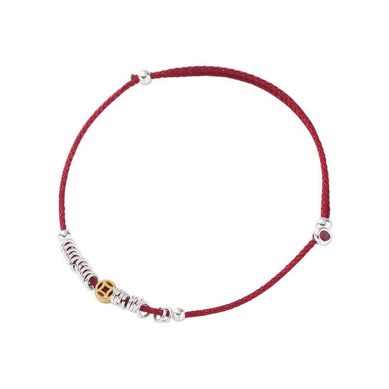Wholesale red rope set S925 sterling silver hand-woven broken silver red rope bracelet