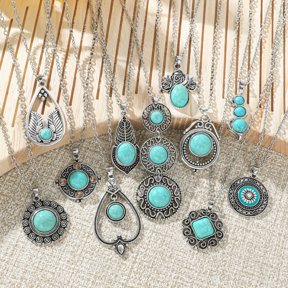 Wholesale Bohemian Heart Drop Pendant Necklace - Ethnic Style Zinc Alloy Inlay for Everyday Fashion Accessory
