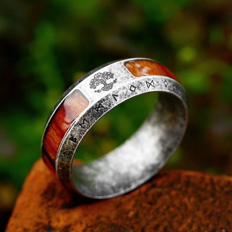 Wholesale Distressed Titanium Steel Tree of Life Ring