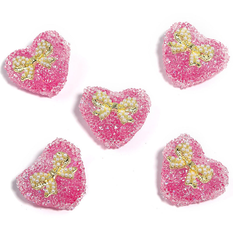 Wholesale of 5pcs/pack of Love Sugar Beads, Bow Shaped Diamond Beads, Water Diamond Beads ACC-BDS-BLG027