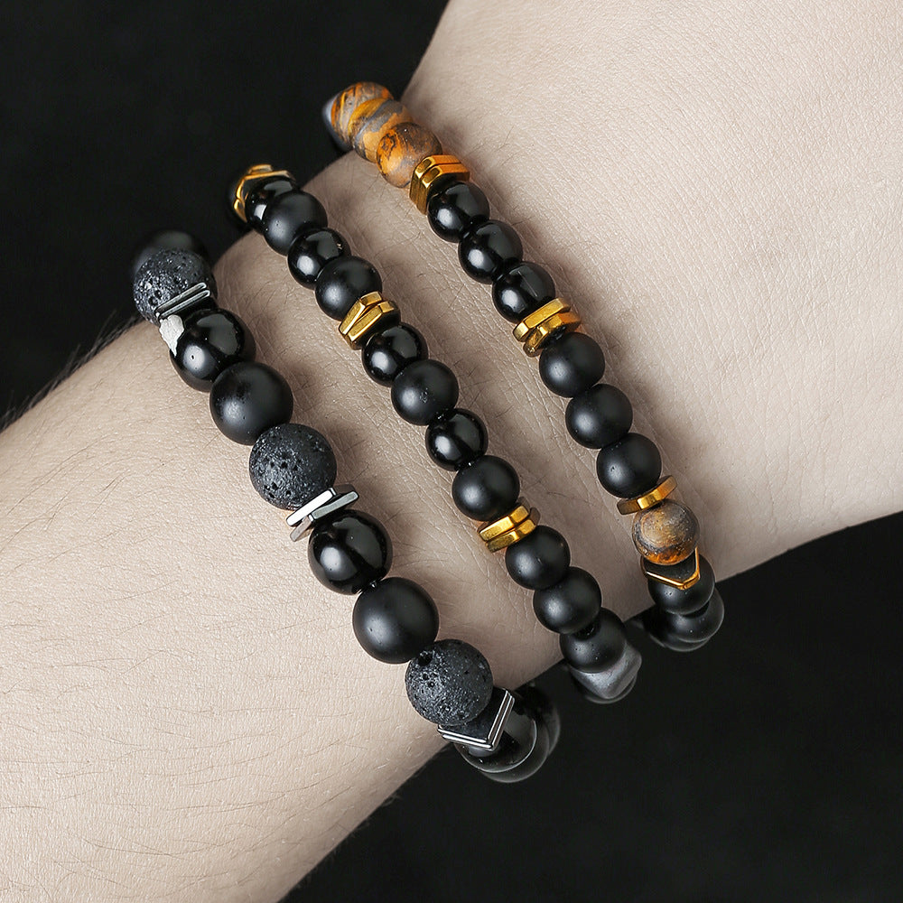 Wholesale  vintage black frosted bracelet zircon crown diamond ball dice  beads bracelet suit