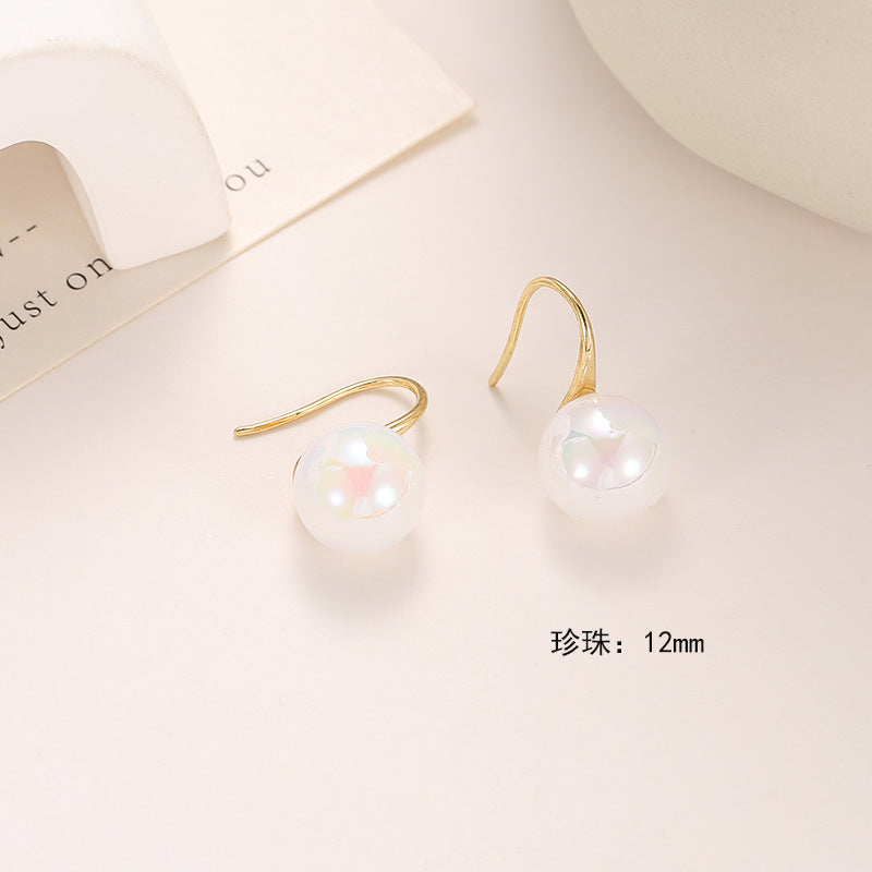 Wholesale pearl retro round shiny ear hooks earrings