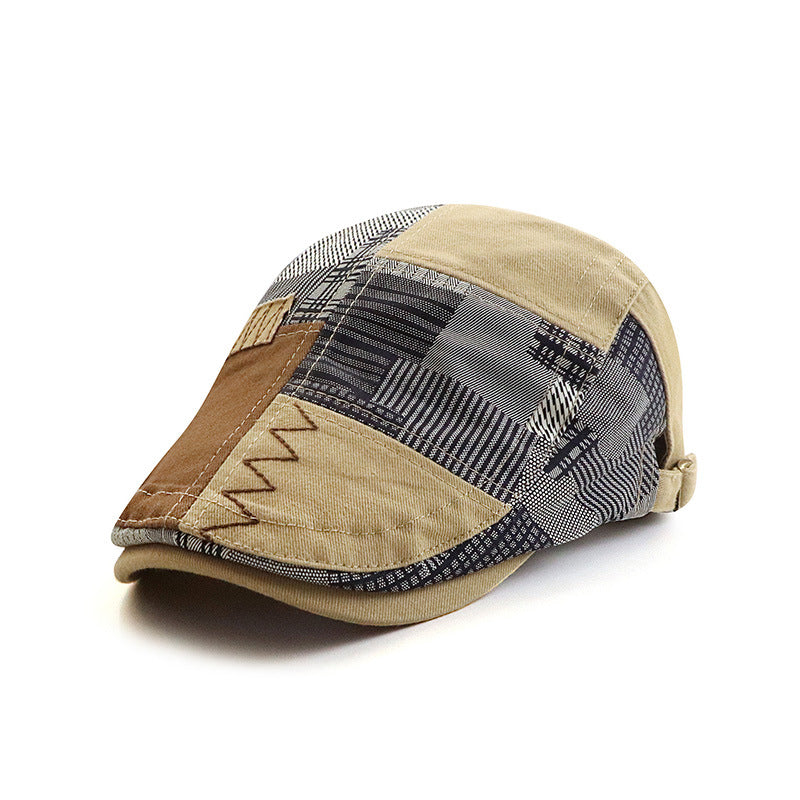 Wholesale Patchwork Plaid Cap Visor Retro Beret Hat ACC-HT-YangGuan007