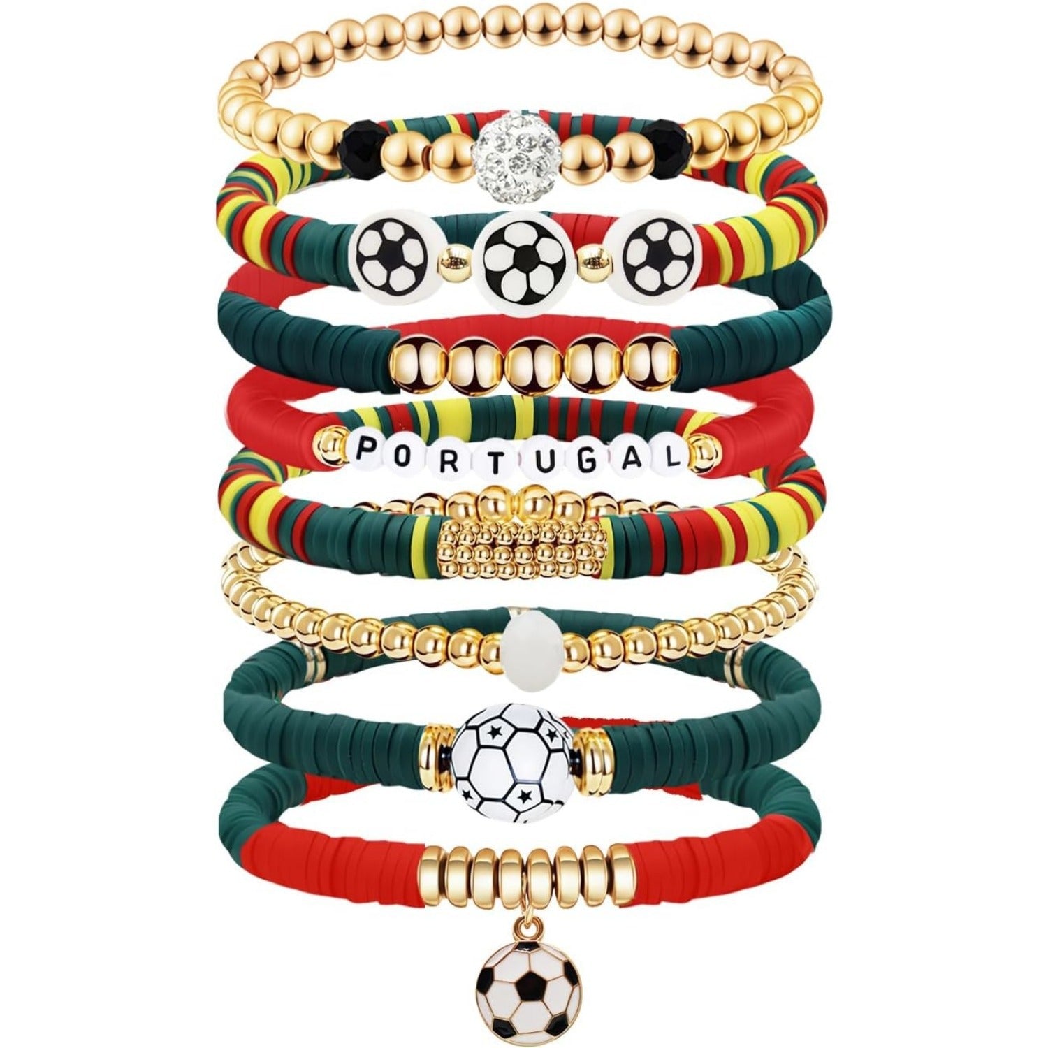Wholesale Layered Bracelet Set US-Canada-Mexico World Cup Football Themed Sports Match Set Bracelet