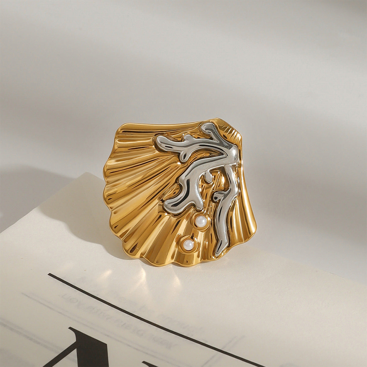 Wholesale Stainless Steel Shell Pearl Ring