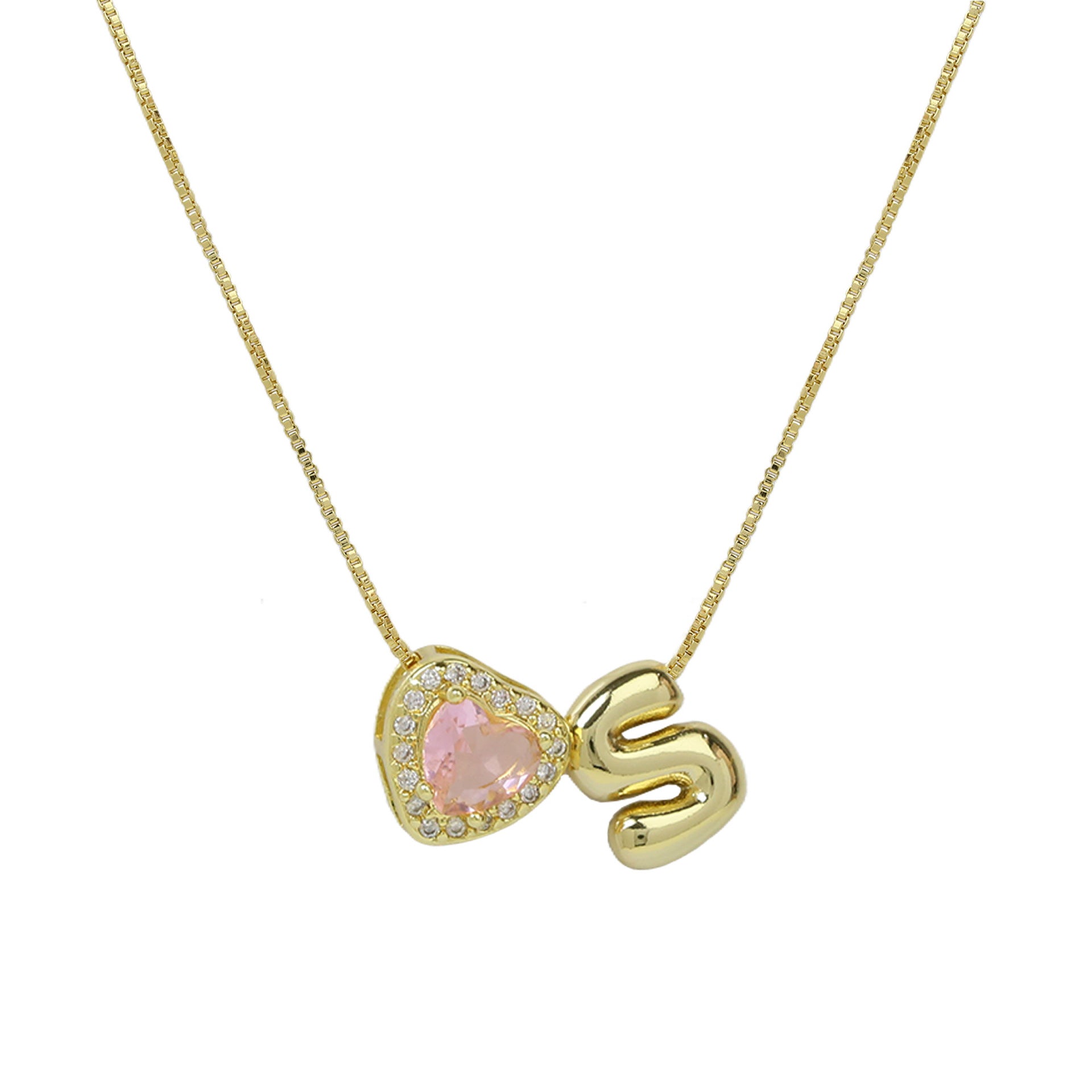 Wholesale Cute bubble 26 English letters love heart clavicle necklace