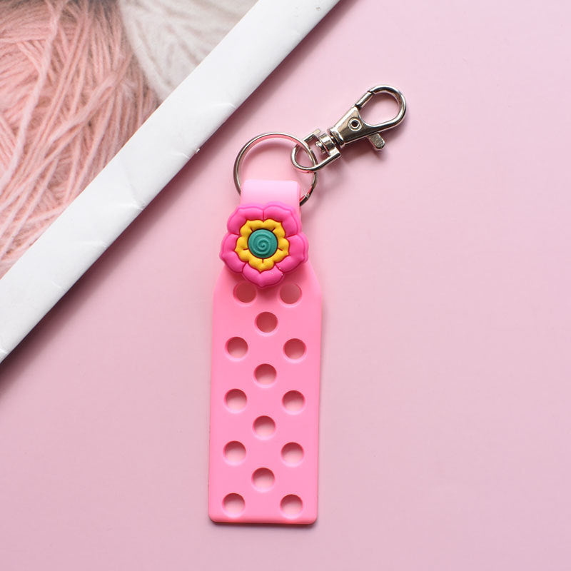 Wholesale Random 10pcs Colored Flower PVC Soft Adhesive DIY Board Keychains ACC-KC-RYY004