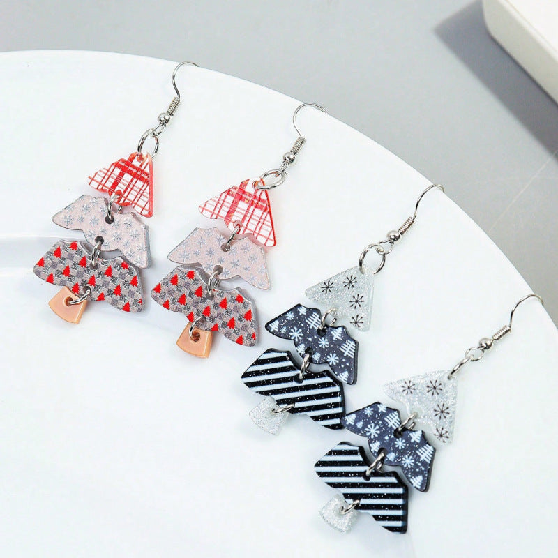 Wholesale Acrylic Christmas Tree Earrings - Colorful Party Jewelry Accessory for Women Gift