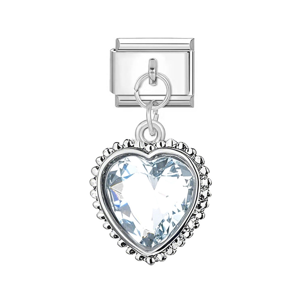 Wholesale Italian Charm Bracelet 9mm DIY multi-color heart-shaped    Creative Stainless Steel Composable Bracelet