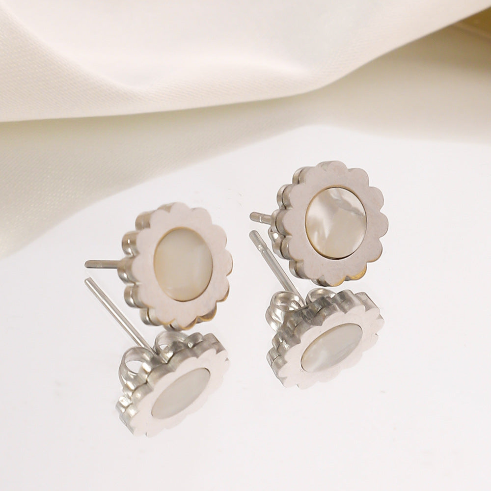 Wholesale Titanium Steel Sunflower Earrings