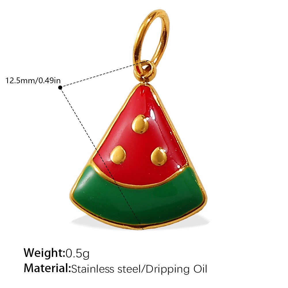 Wholesale  Oil Dripping Watermelon Strawberry Fruit Stainless Steel Pendants