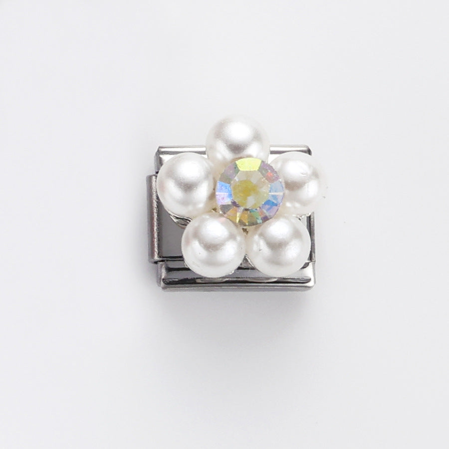 Wholesale 10pcs Italian Charm Bracelet 9mm DIY Splicing Flower Heart Fruit Stainless Steel Composable Bracelet