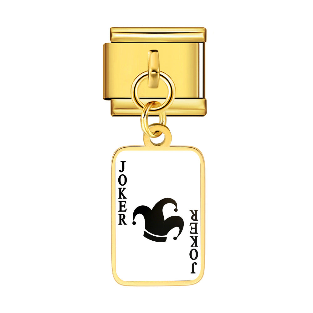Wholesale Trendy Playing Card Pendant Stainless Steel Bracelet Fashion Accessory For Boutique Resale