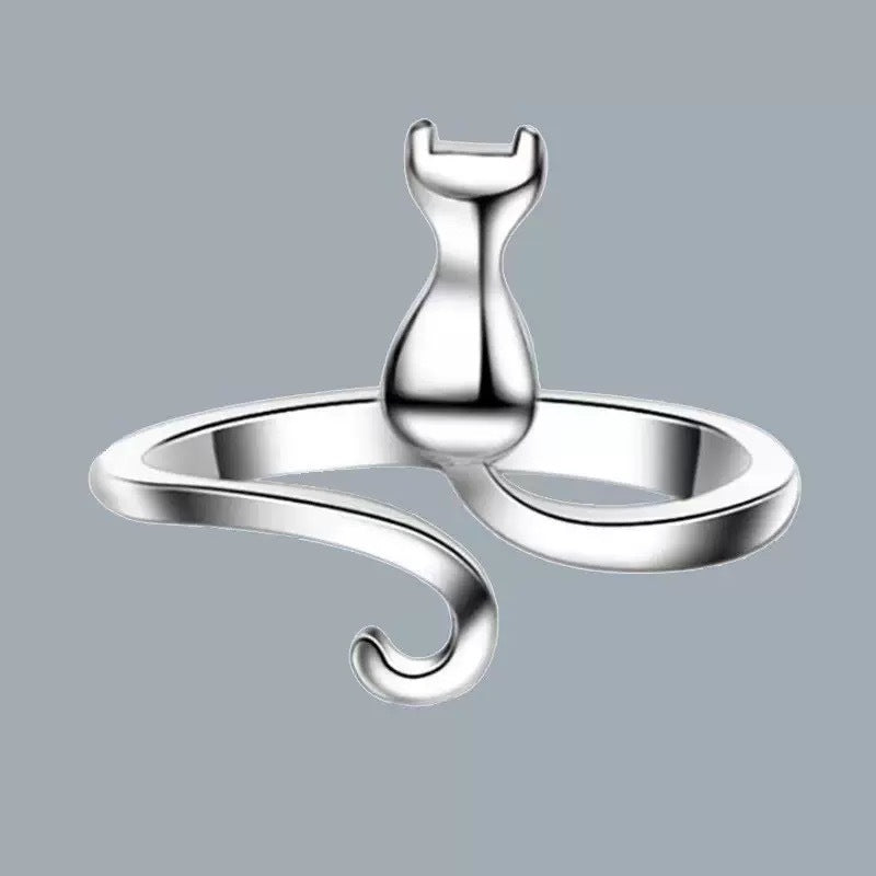Wholesale Alloy Electroplated Adjustable Open Cat Ring Trendy Animal Jewelry Accessory For Everyday Wear