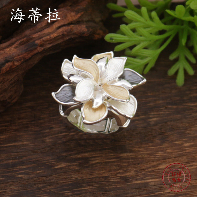 Wholesale color painting oil daffodil stretch ring