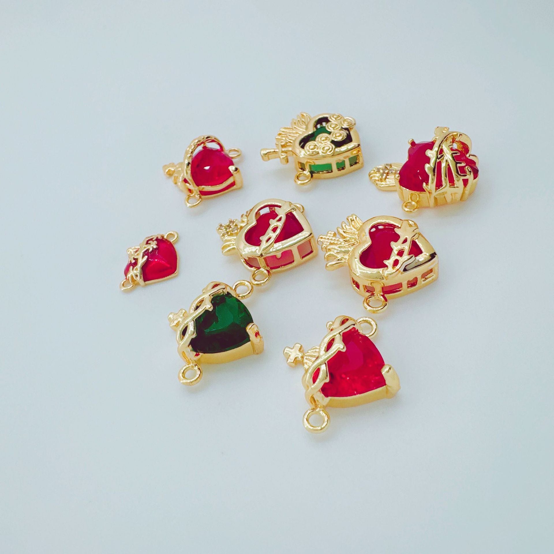 Wholesale Gold Plated Copper Heart Double Pendant Jewelry Set - Boutique Resale Gift