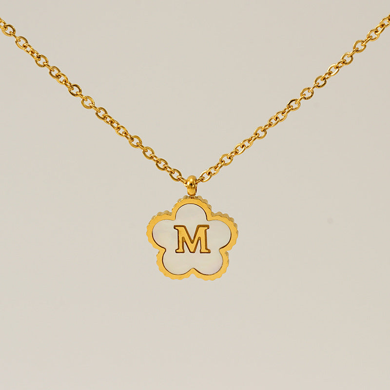 Wholesale Stainless Steel Letter Flower Necklace