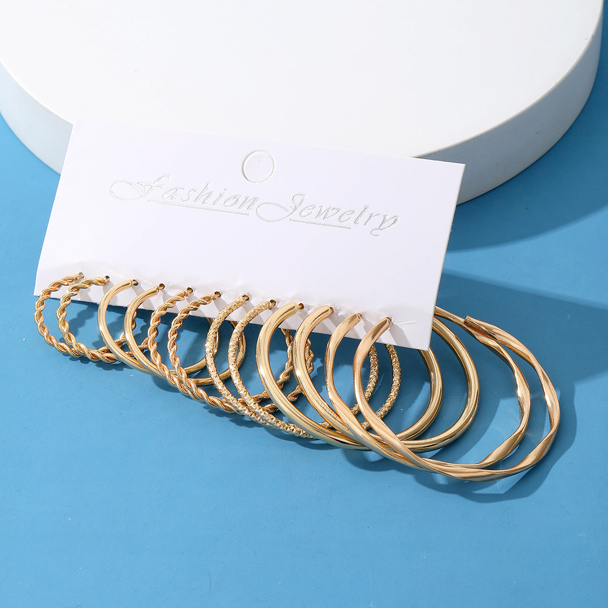 Wholesale metal earrings  gold c-shaped inlaid rhinestone earrings