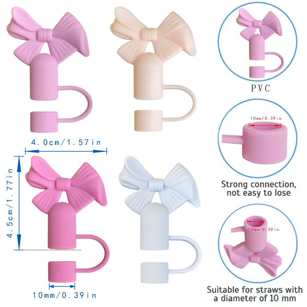 Wholesale  Cute Bow Straw Cover Straw Tube Cap