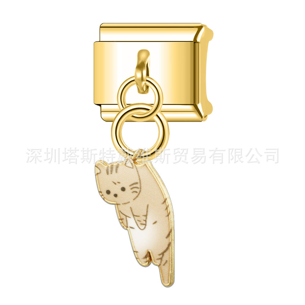 Wholesale 9mm Italian Charm Starter Bracelets DIY square Single Section Creative Stainless Steel Composable Bracelet
