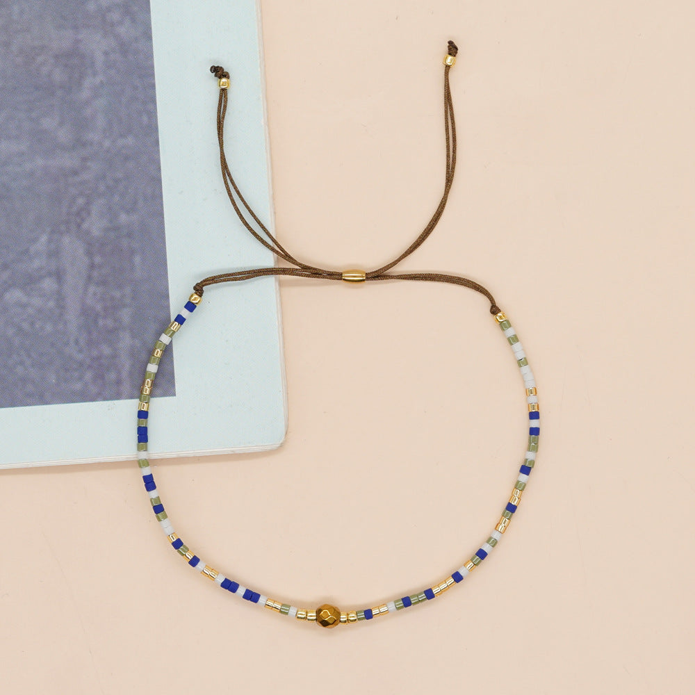 Bracelet de perles d'or des perles de riz en gros tissées à la main