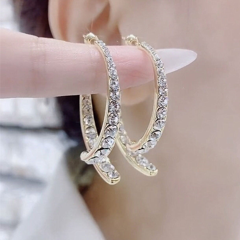 Wholesale luxury  geometric  diamond-embedded earrings